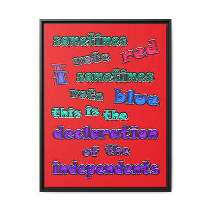 declaration of the independents - framed canvas art (red)