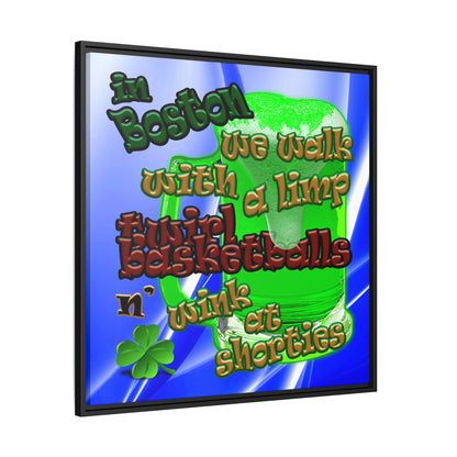 celtics logo - framed canvas art (blue-white wave)