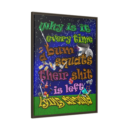 the bum's shit - framed canvas art ('snoops' background)
