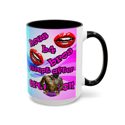 hoes b4 bros - Accent Mug (light blue-pink wave)
