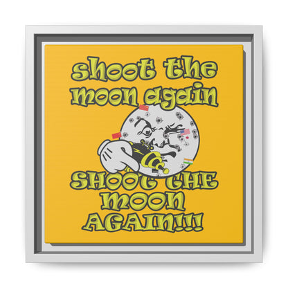 shoot the moon again - framed canvas art (yellow)