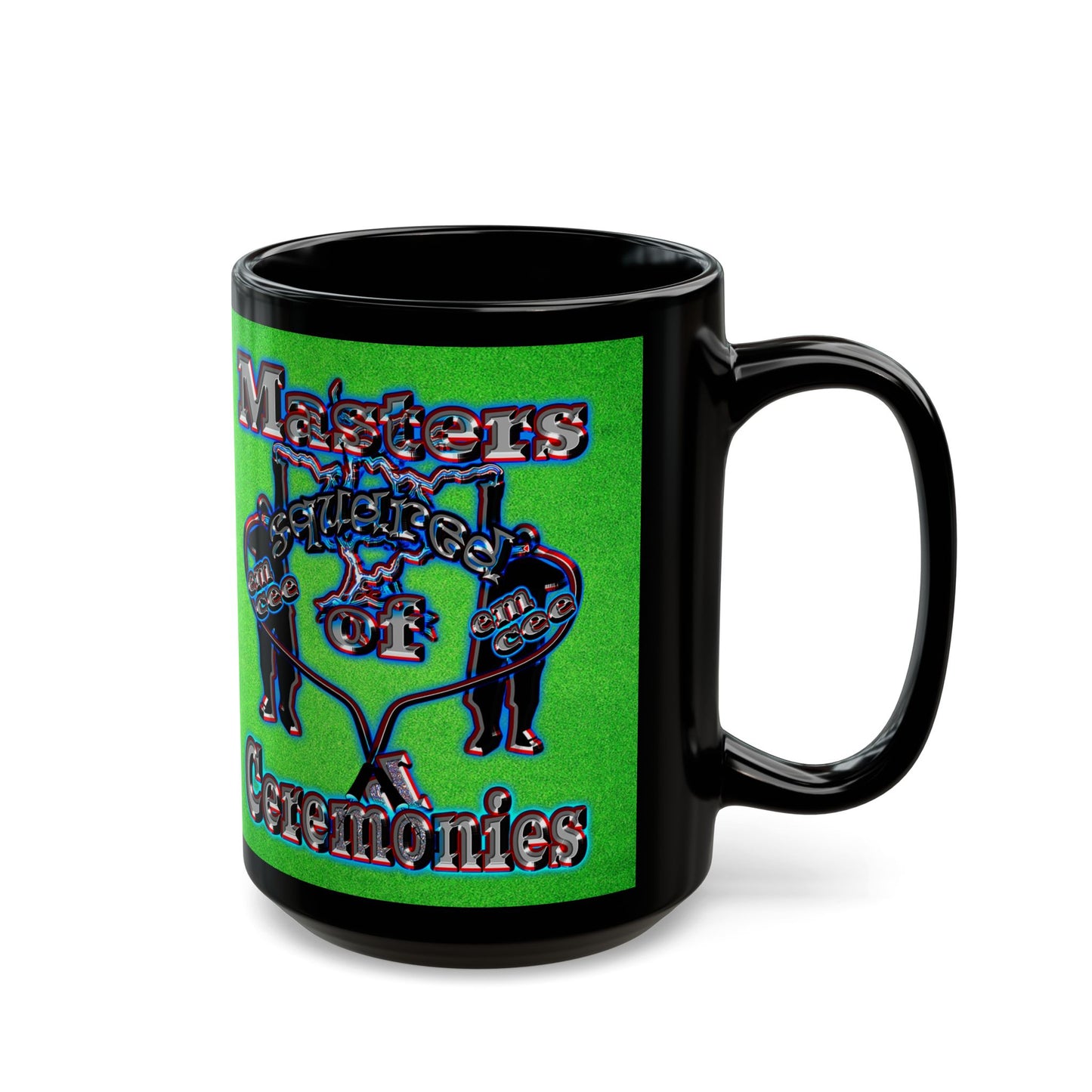 em cee squared - Black Mug (green turf)