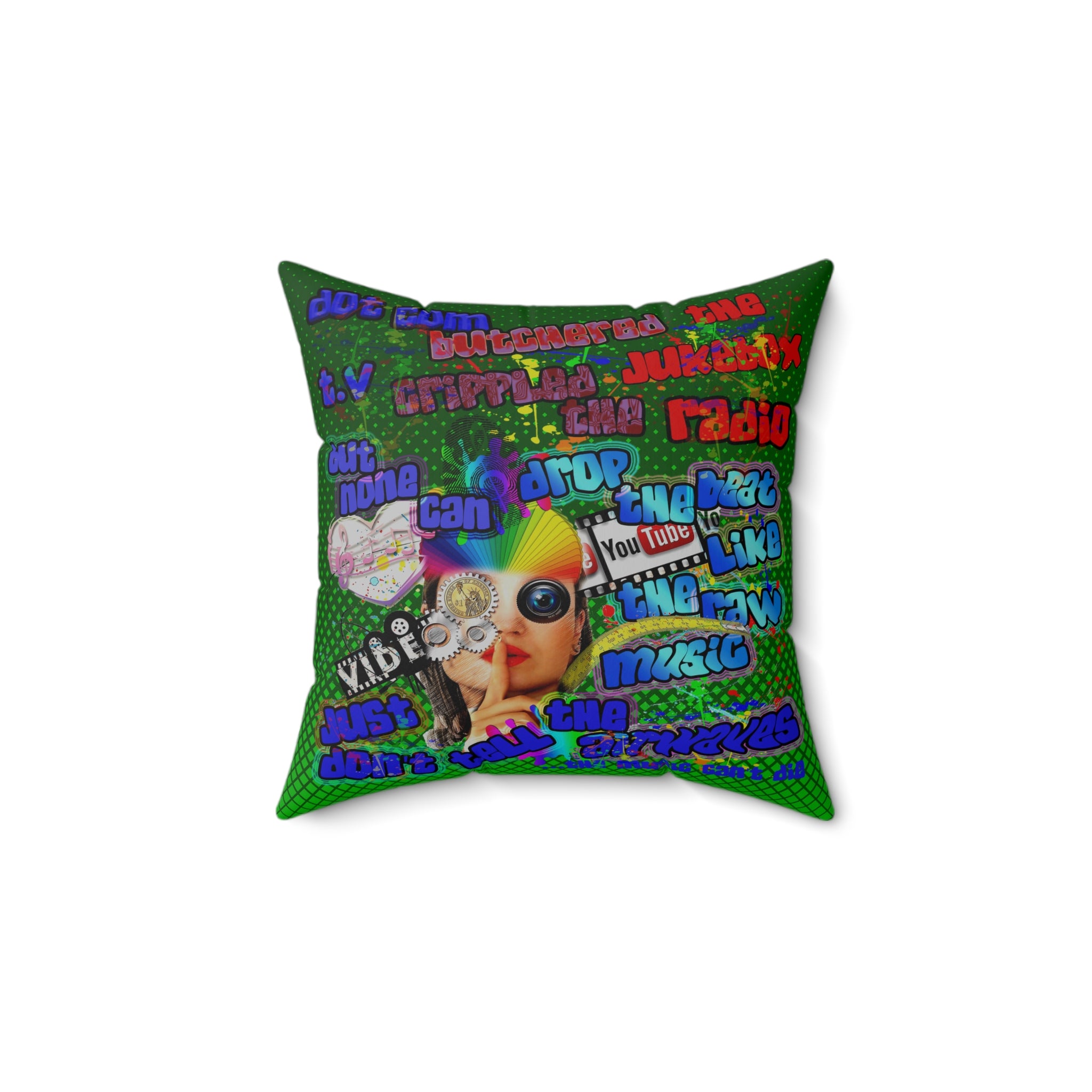 drop the beat - Spun Polyester Square Pillow - (logo green)