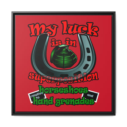 my luck - framed canvas art (dark red)