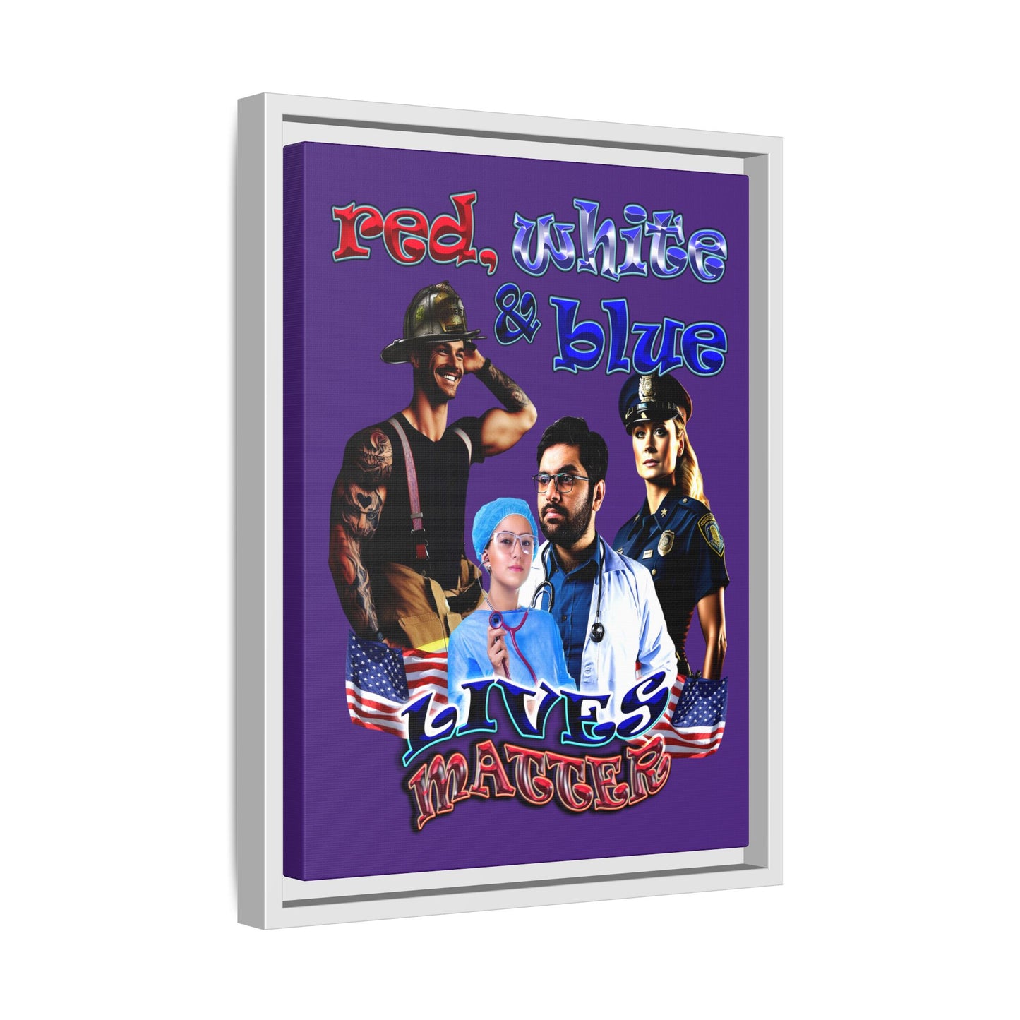 rw&b lives matter - framed canvas art (purple)