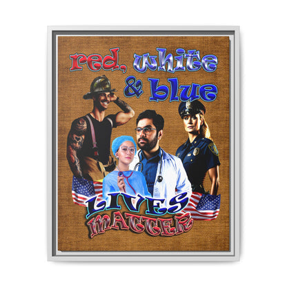 rw&b lives matter - framed canvas art (brown papyrus)