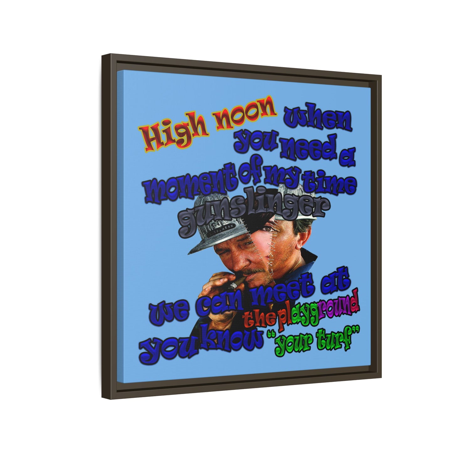 high noon - framed canvas art (light blue)
