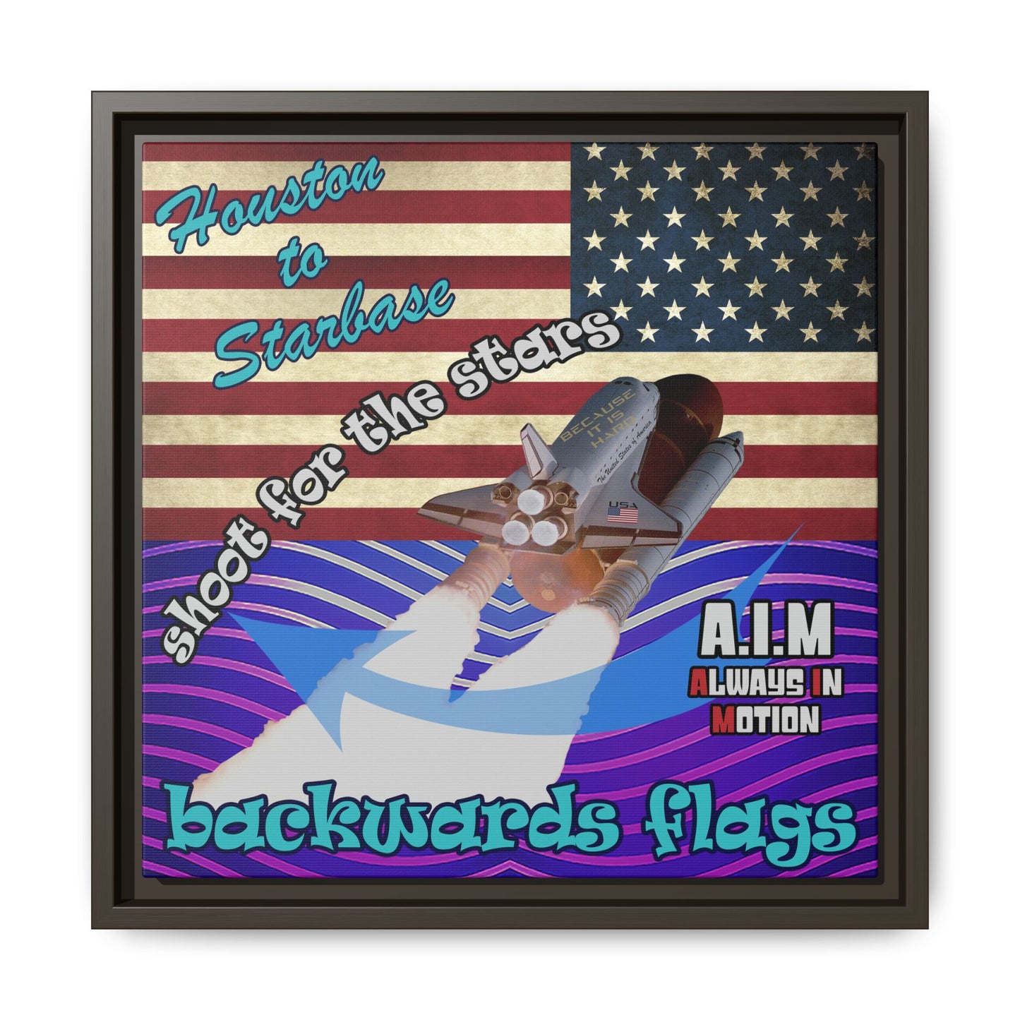 shoot for the stars - framed canvas art (purple wave)