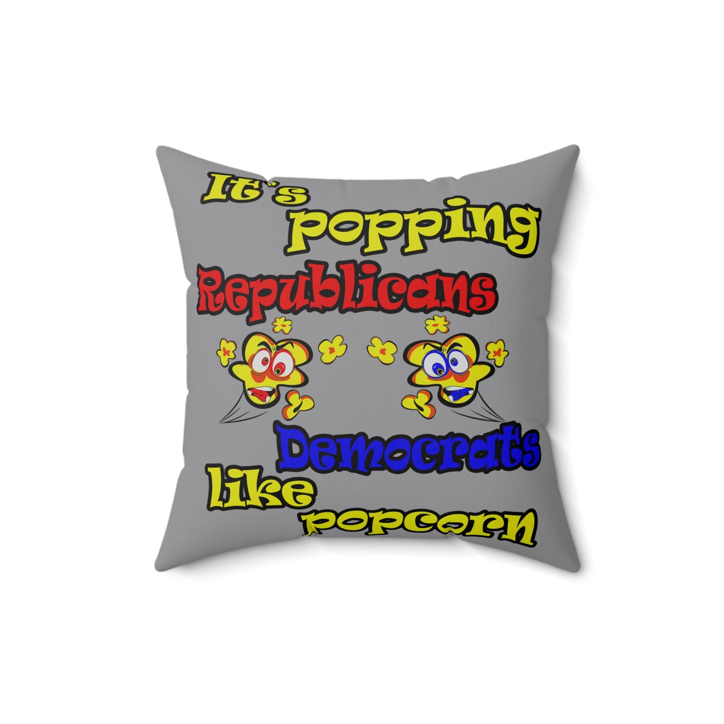 popping like popcorn - Spun Polyester Square Pillow - (grey)