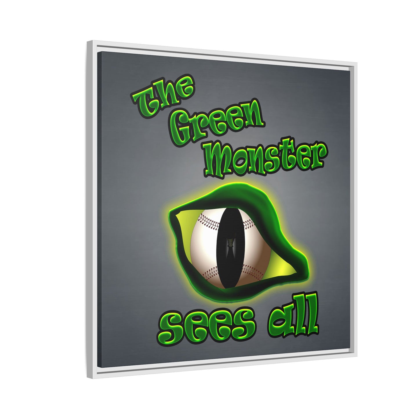 green monster - framed canvas art (grey-light grey)