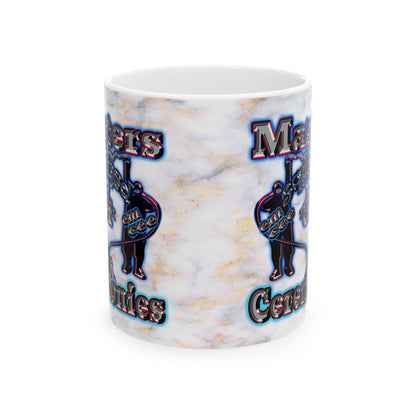 em cee squared - White Mug (white marble)
