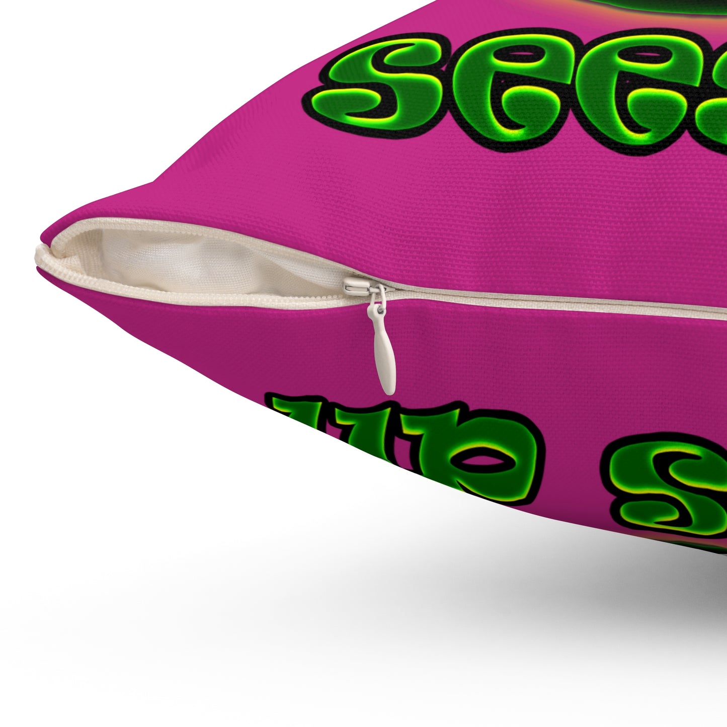 green monster - Spun Polyester Square Pillow - (pink)