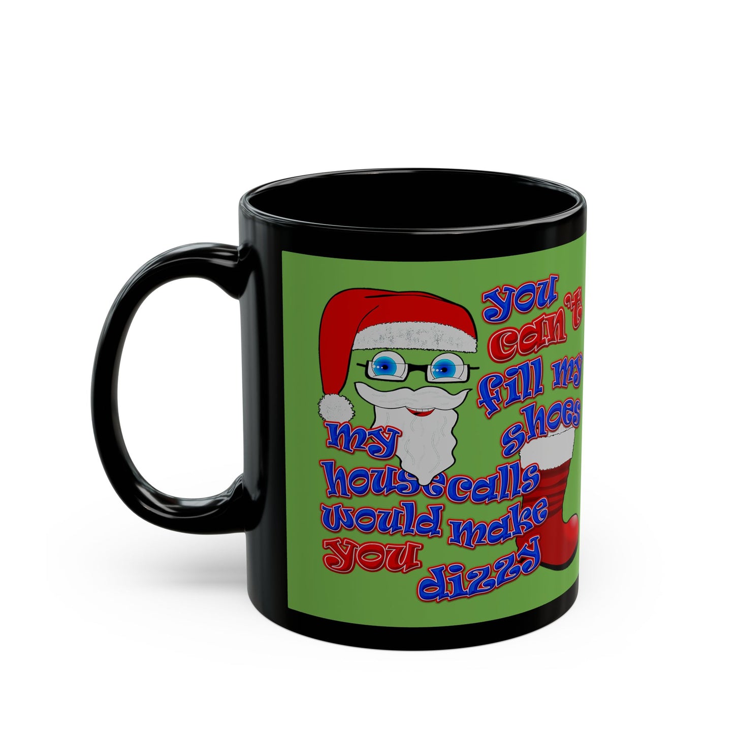 santa's shoes - Black Mug (green)