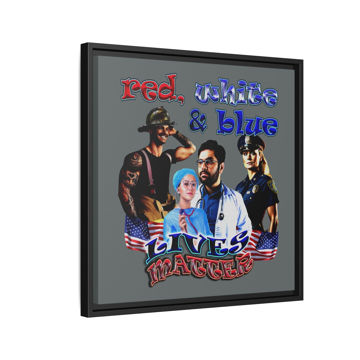 rw&b lives matter - framed canvas art (dark grey)