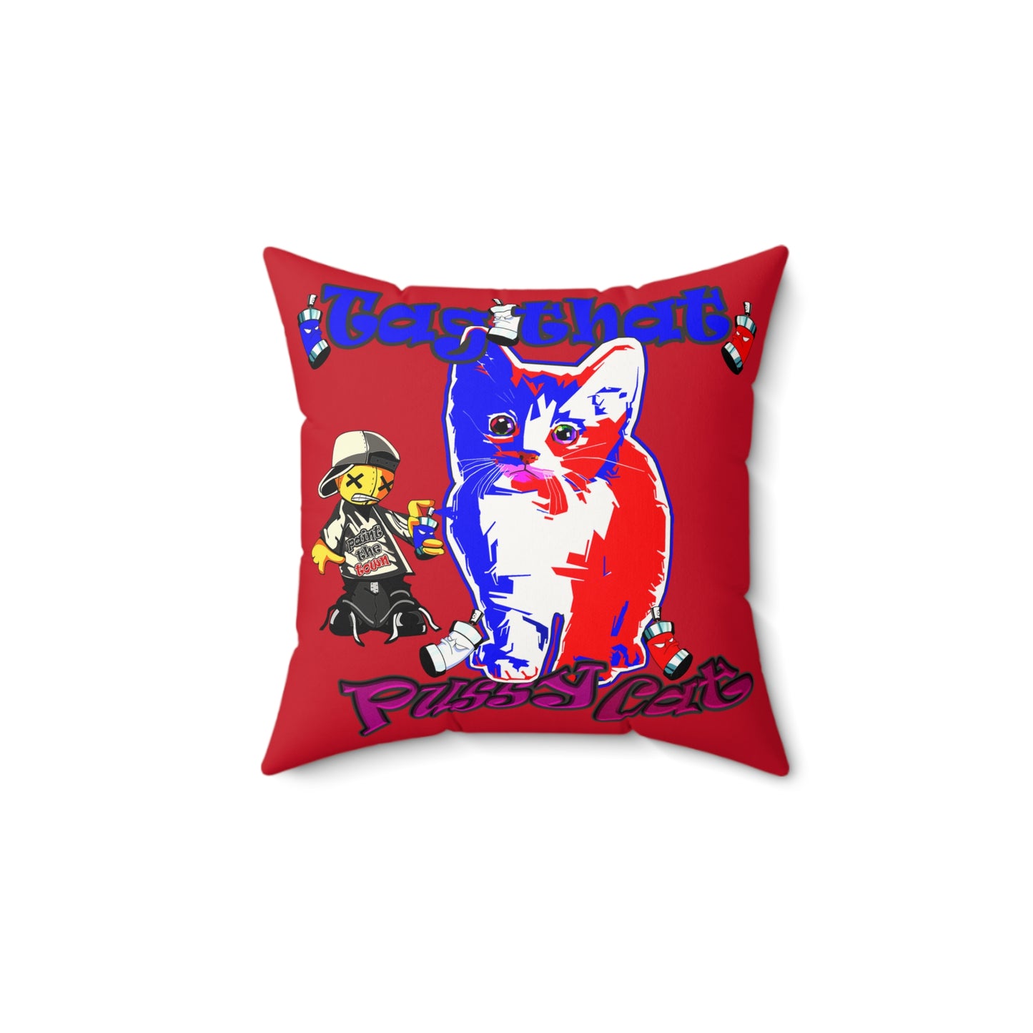 tag that - Faux Suede Square Pillow - (dark red)