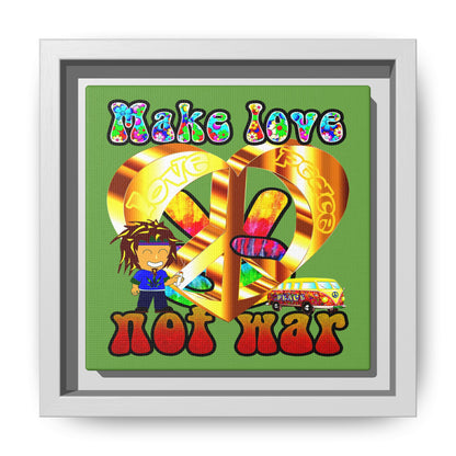 love peace - framed canvas art (green)