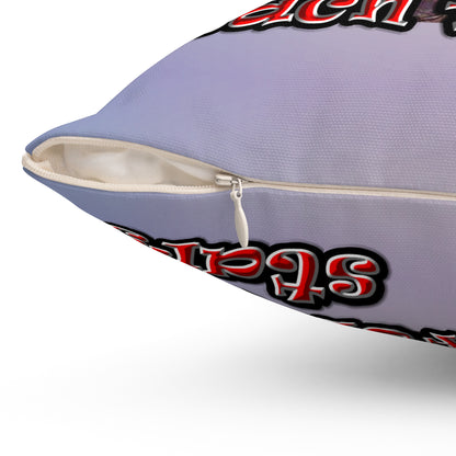 defy conquer reach - Spun Polyester Square Pillow - (light blue-pink wave)