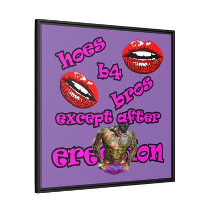 hoes b4 bros - framed canvas art (light purple)