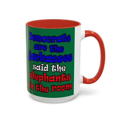 donkeys and elephants - Accent Mug (dark green)