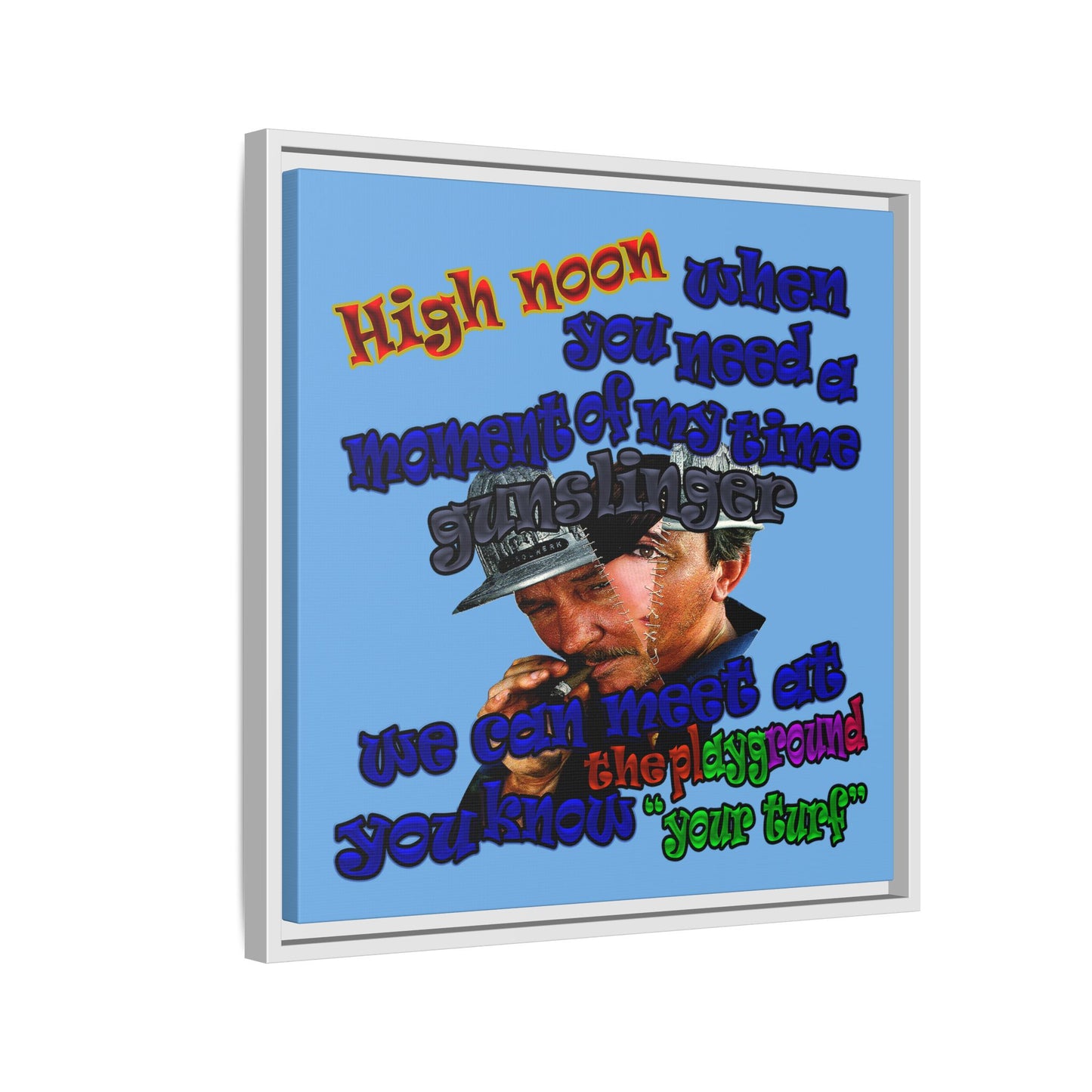 high noon - framed canvas art (light blue)