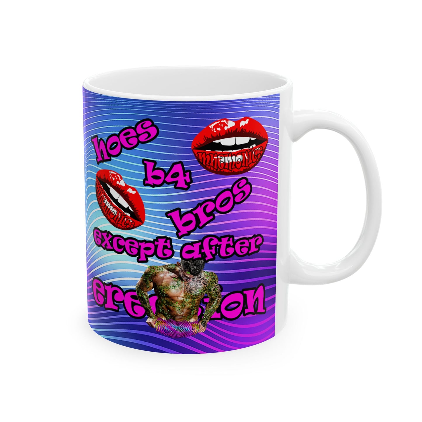 hoes b4 bros - White Mug (purple wave)