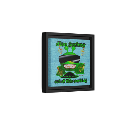 disc jockey - framed canvas art (faded blue)