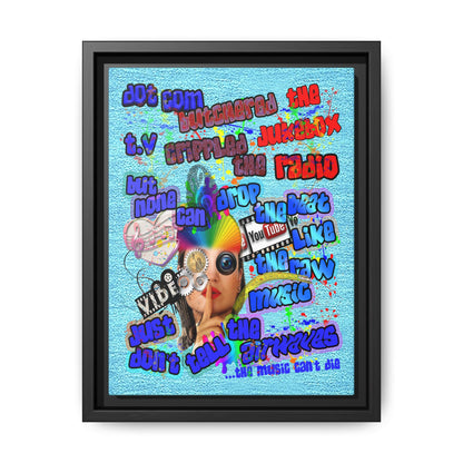 drop the beat - framed canvas art (faded blue)
