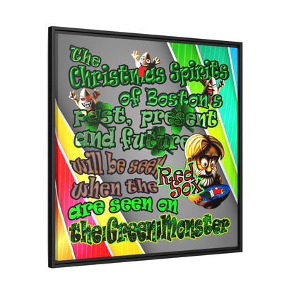 christmas spirits of boston - framed canvas art (rainbow split)