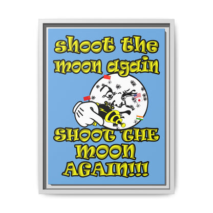 shoot the moon again - framed canvas art (light blue)