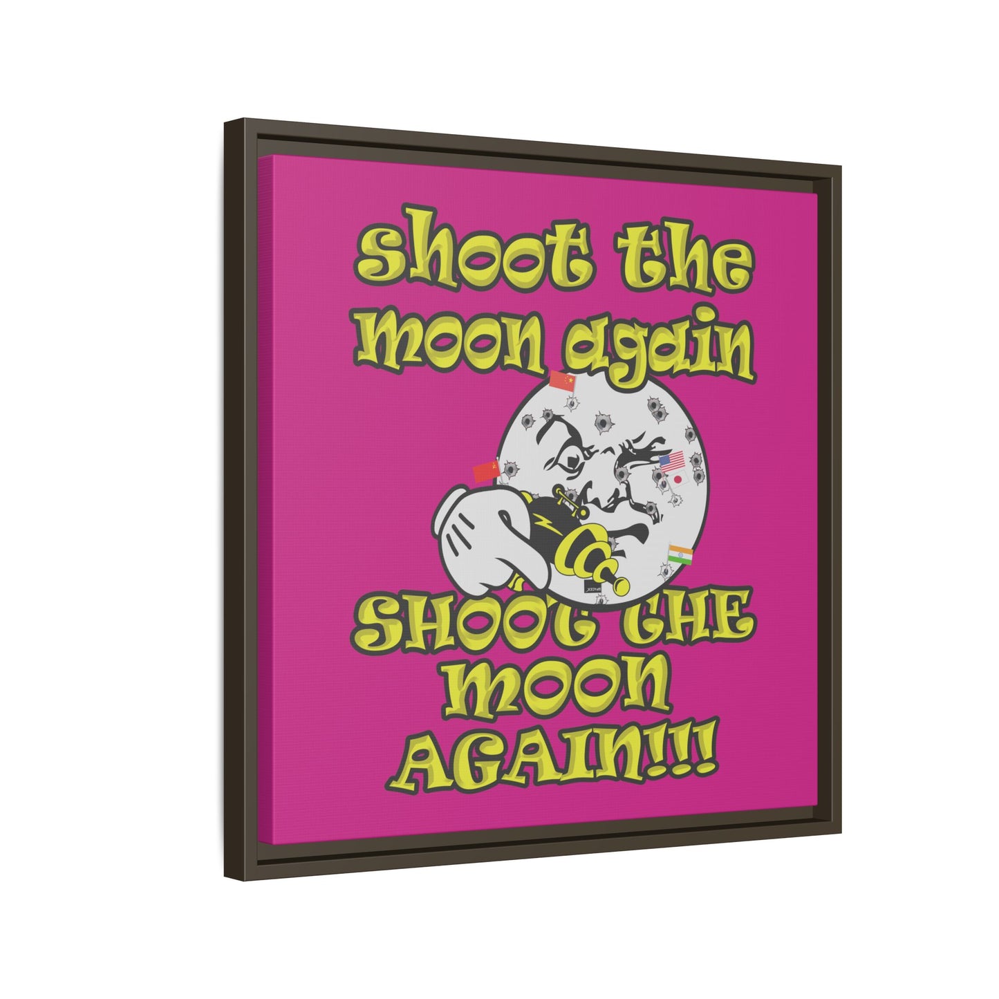 shoot the moon again - framed canvas art (pink)