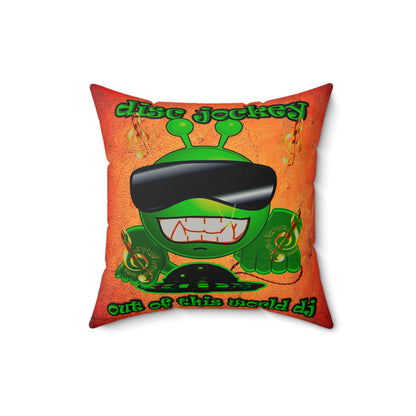 disc jockey - Faux Suede Square Pillow - (burnt orange)
