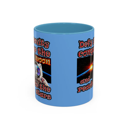 defy conquer reach - Accent Mug (light blue)
