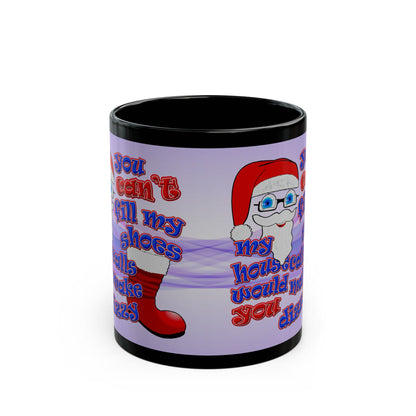 santa's shoes - Black Mug (light blue-pink wave)