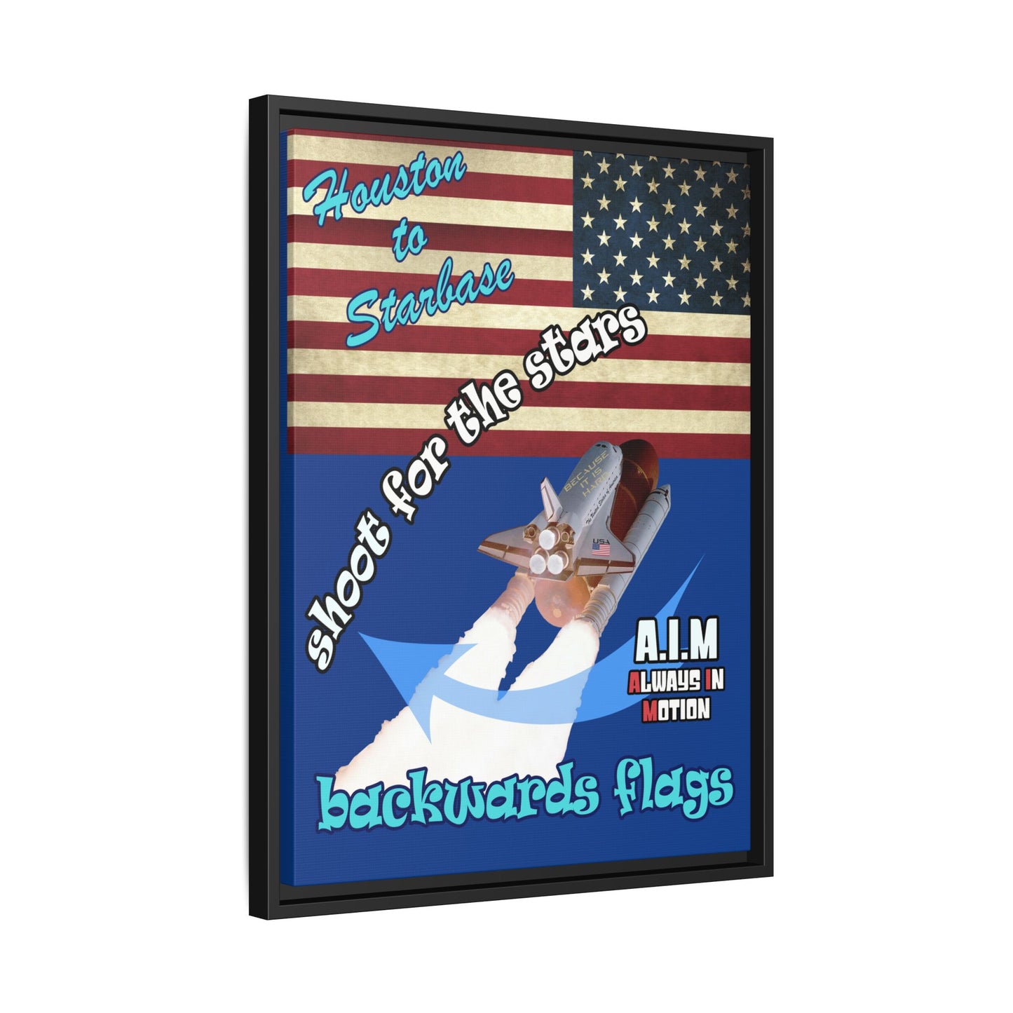 shoot for the stars - framed canvas art (dark blue)