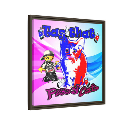 tag that - framed canvas art (light blue-pink wave)