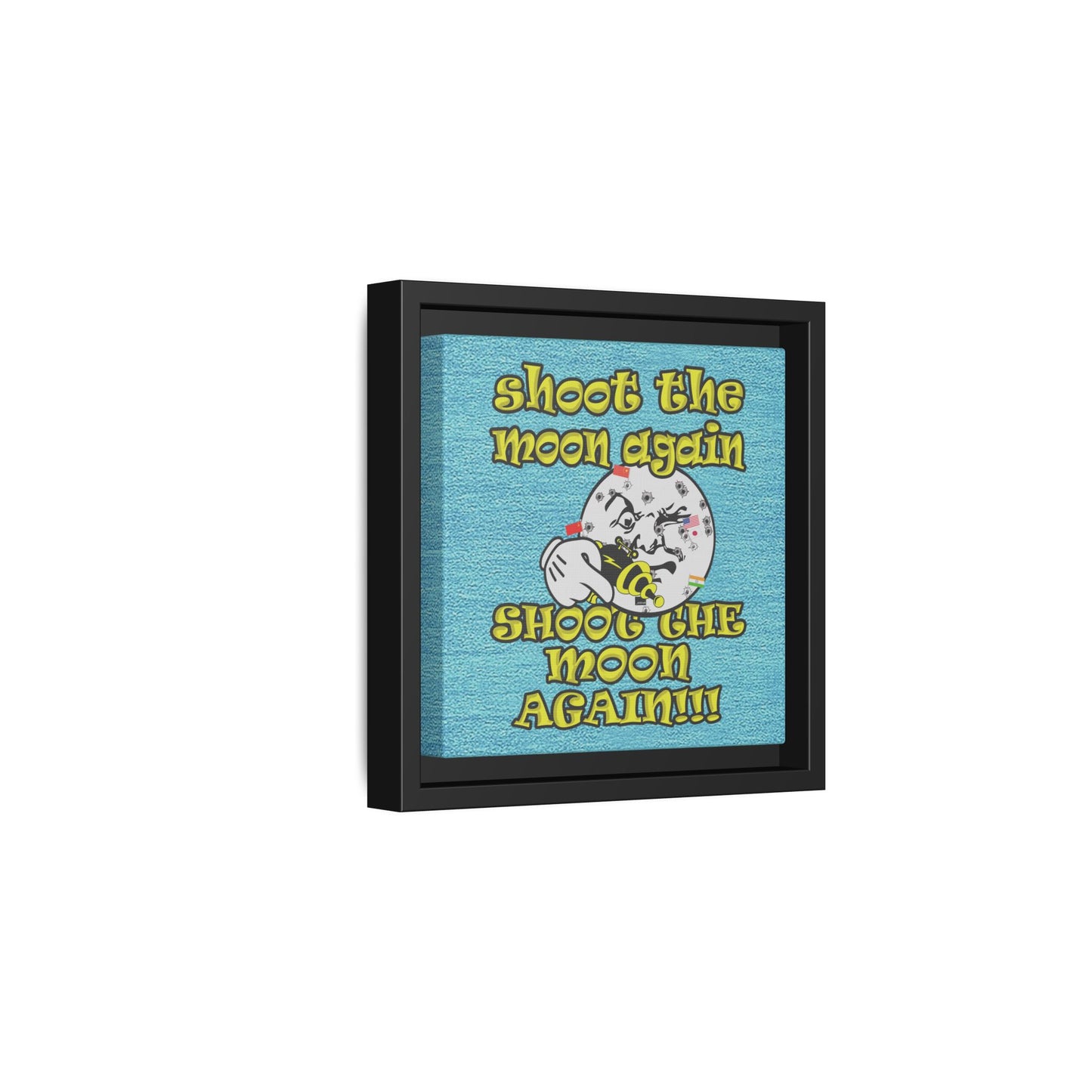 shoot the moon again - framed canvas art (faded blue)