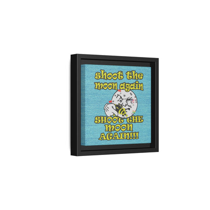 shoot the moon again - framed canvas art (faded blue)