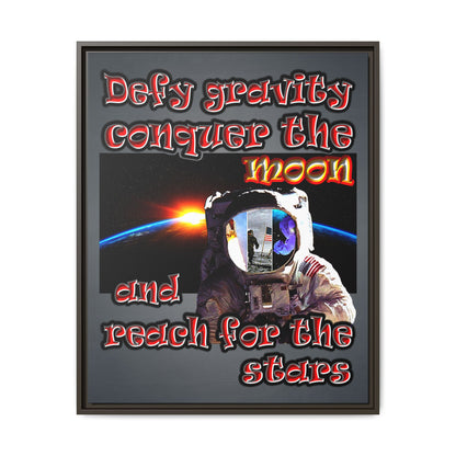 defy conquer reach - framed canvas art (grey-light grey)
