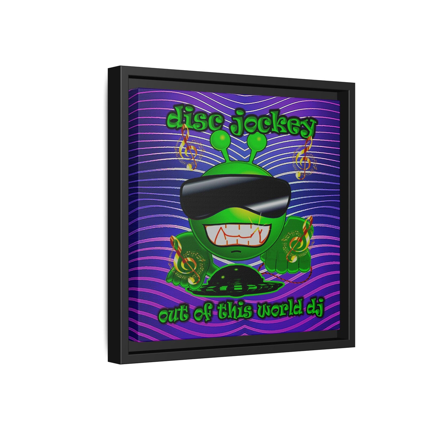 disc jockey - framed canvas art (purple wave)