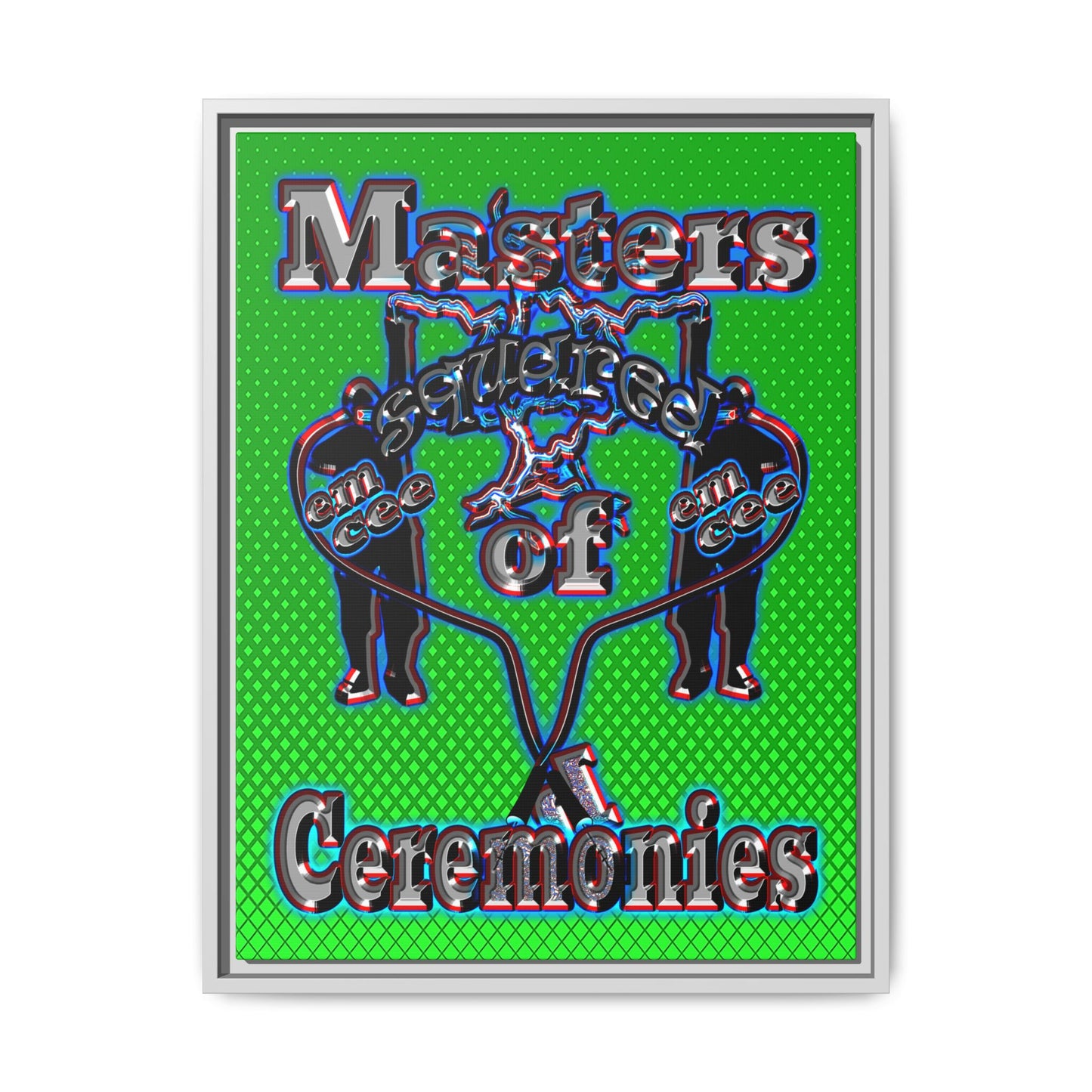 em cee squared - framed canvas art (logo green)