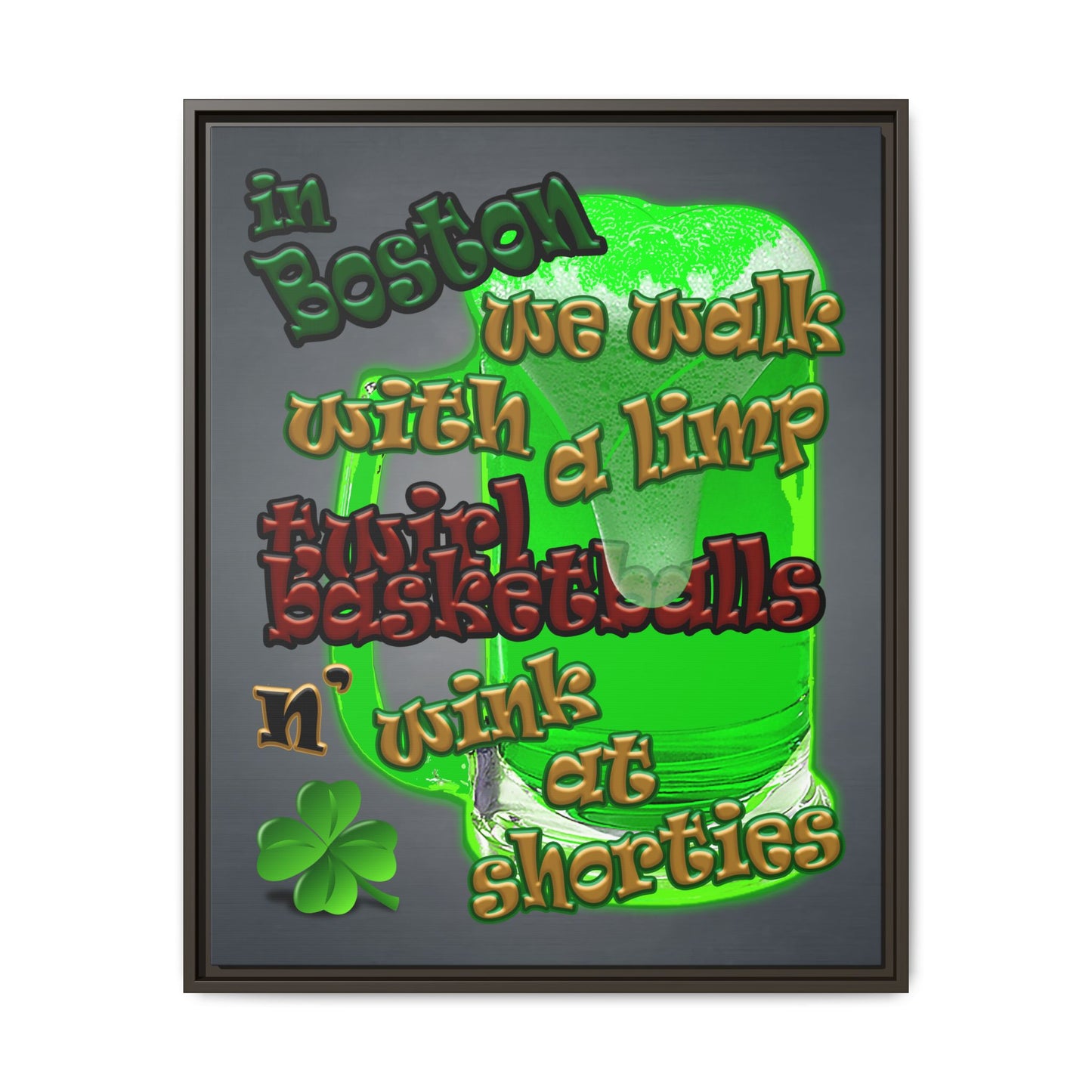 celtics logo - framed canvas art (grey-light grey)