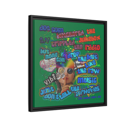 drop the beat - framed canvas art (dark green)