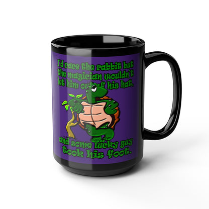 turtle race - Black Mug (purple)