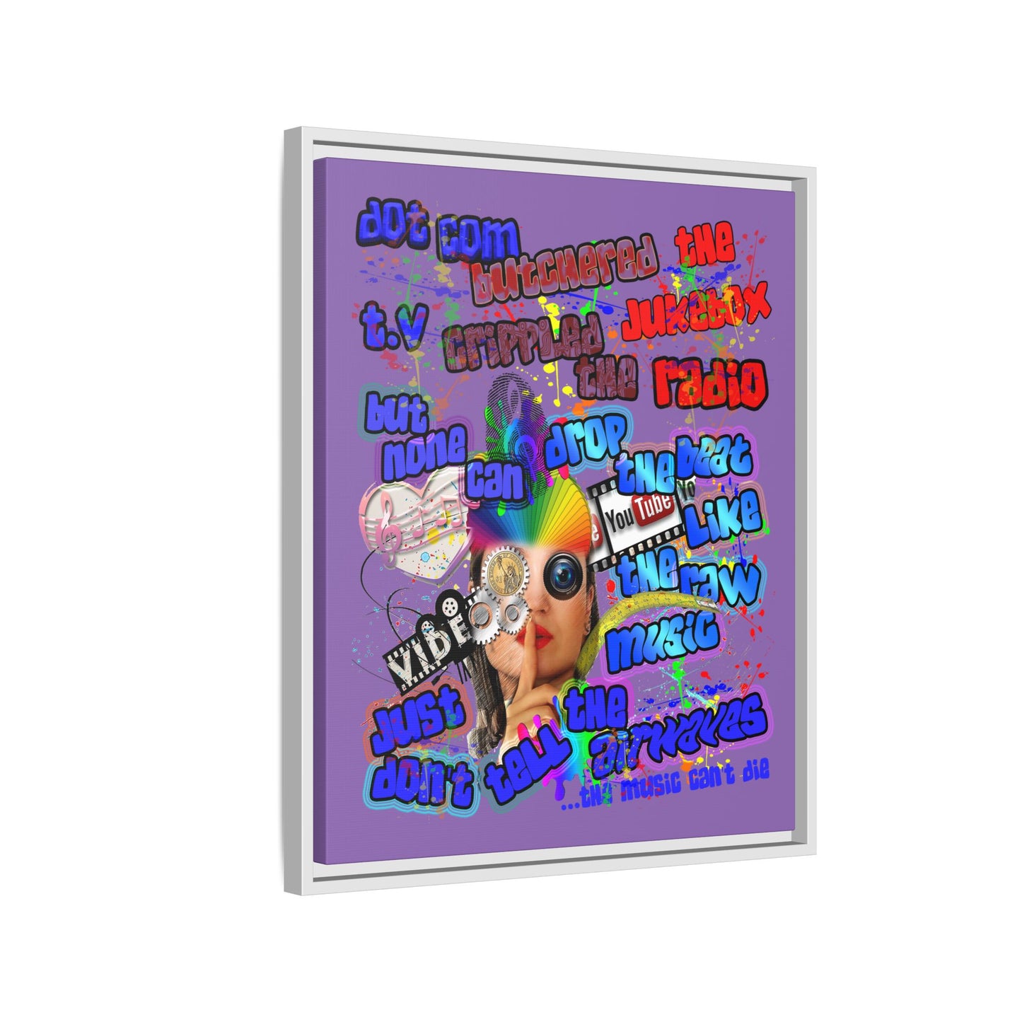 drop the beat - framed canvas art (light purple)