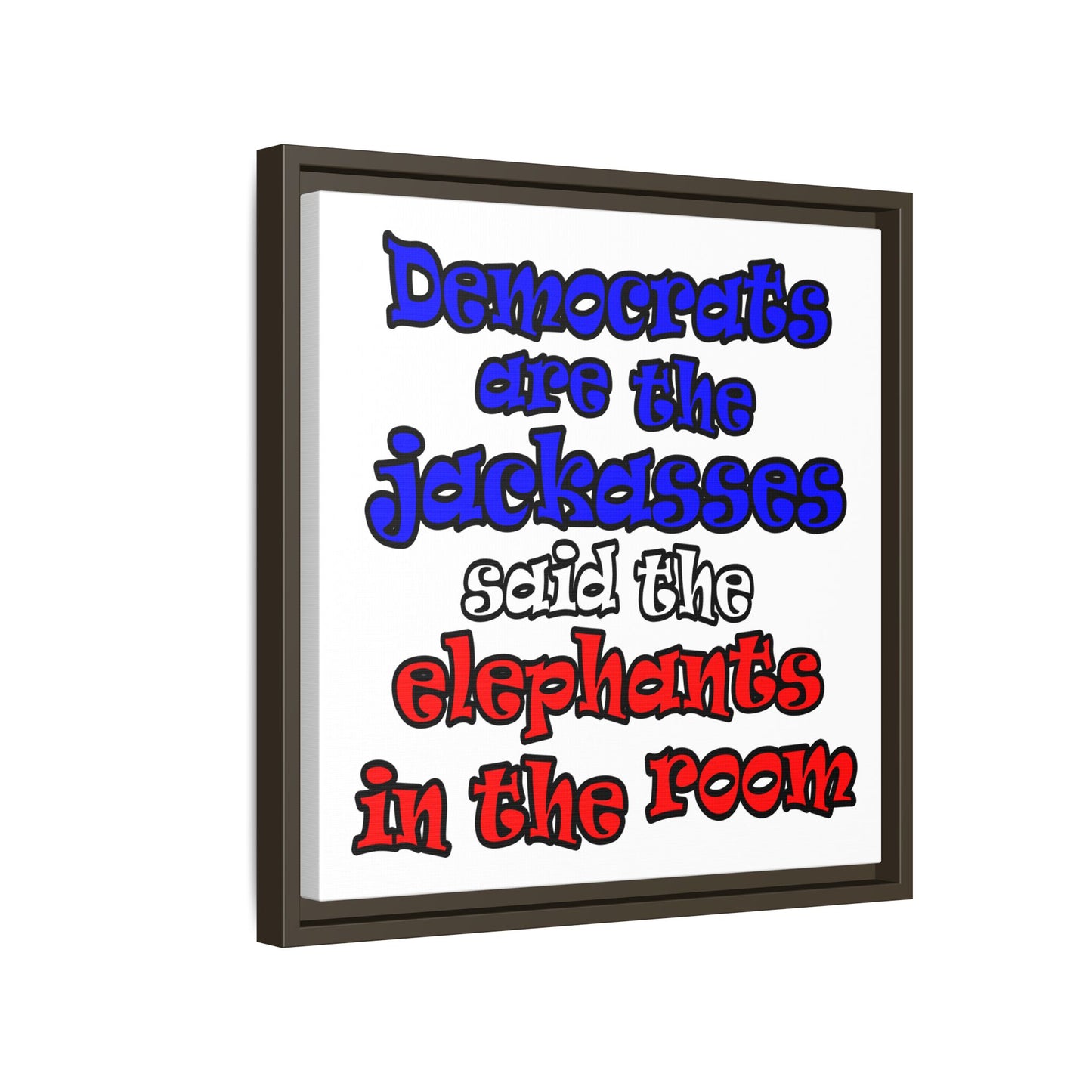 donkeys and elephants - framed canvas art (white)