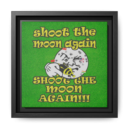 shoot the moon again - framed canvas art (green turf)
