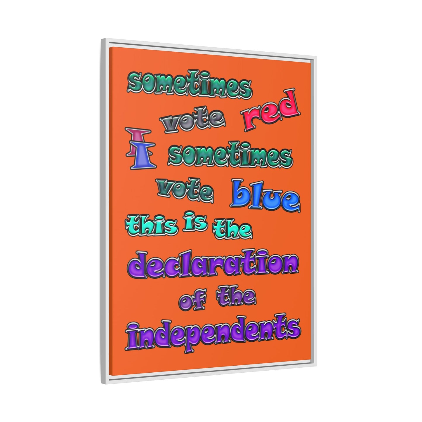 declaration of the independents - framed canvas art (orange)
