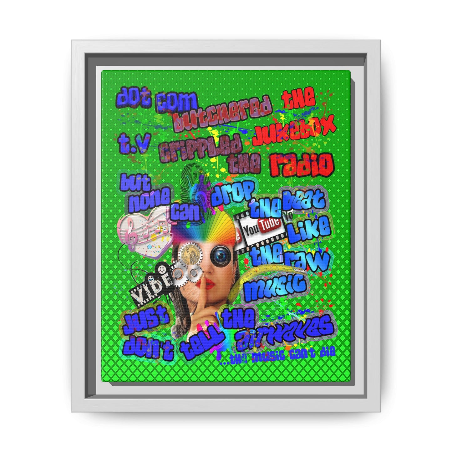 drop the beat - framed canvas art (logo green)