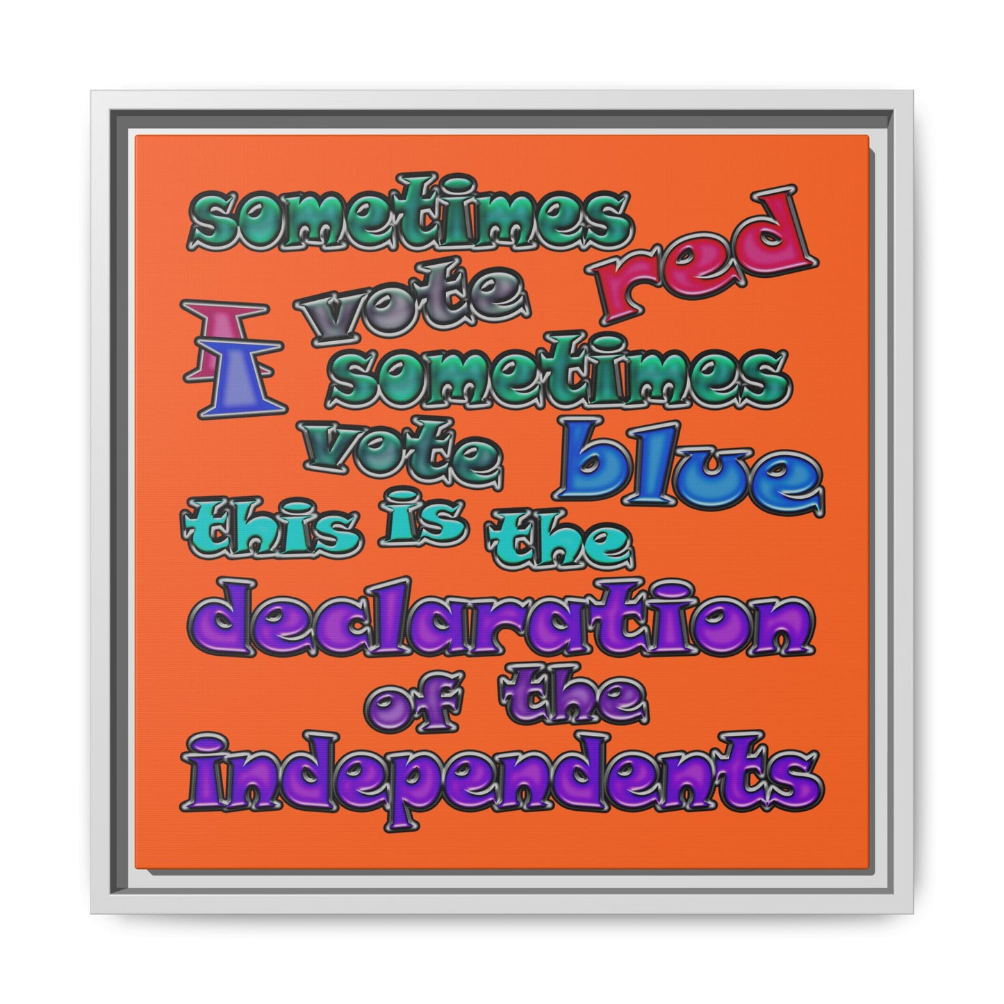 declaration of the independents - framed canvas art (orange)