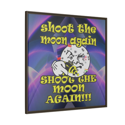 shoot the moon again - framed canvas art (grey-pink wave)